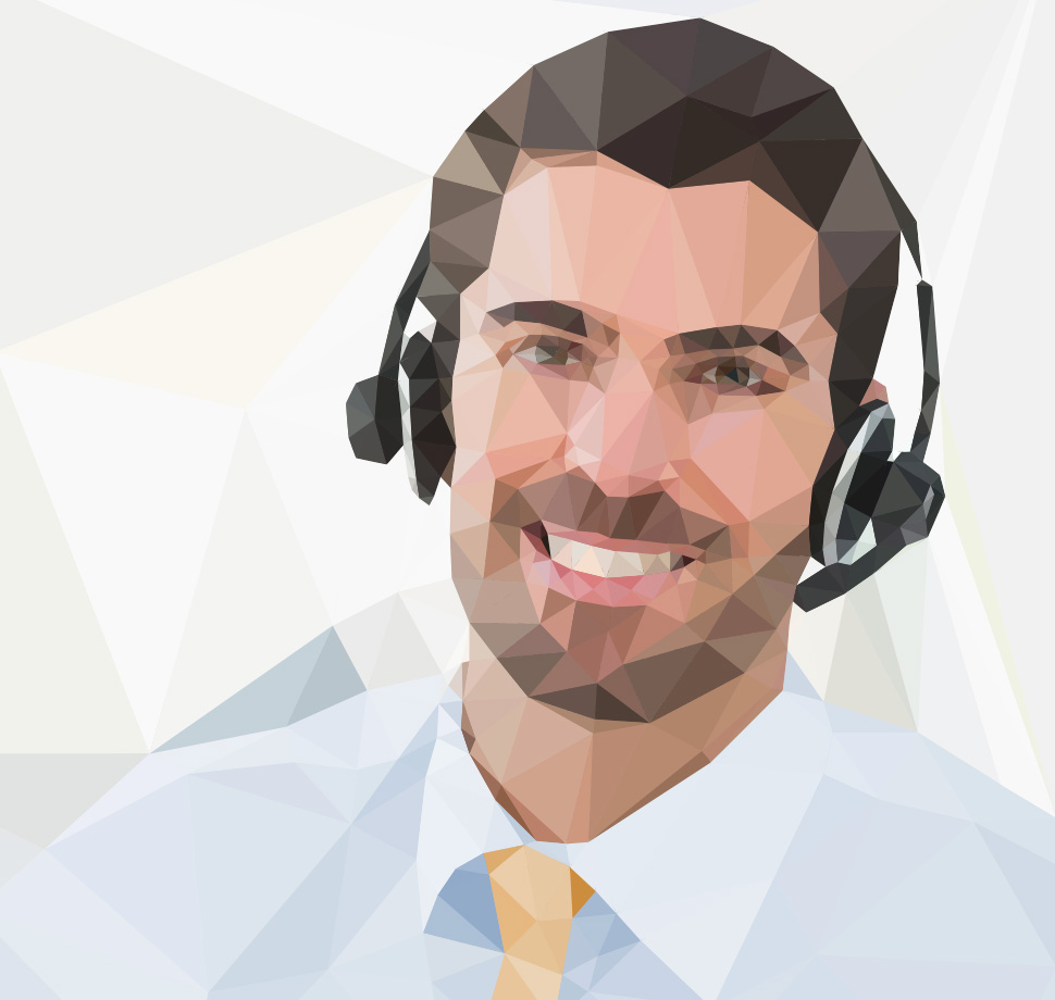 Polygonal image of male teller