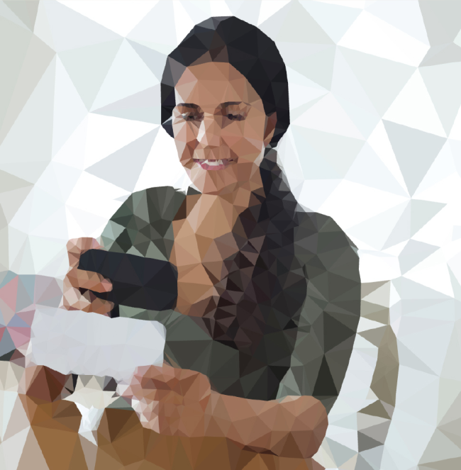 Woman using Mobile Check Deposit